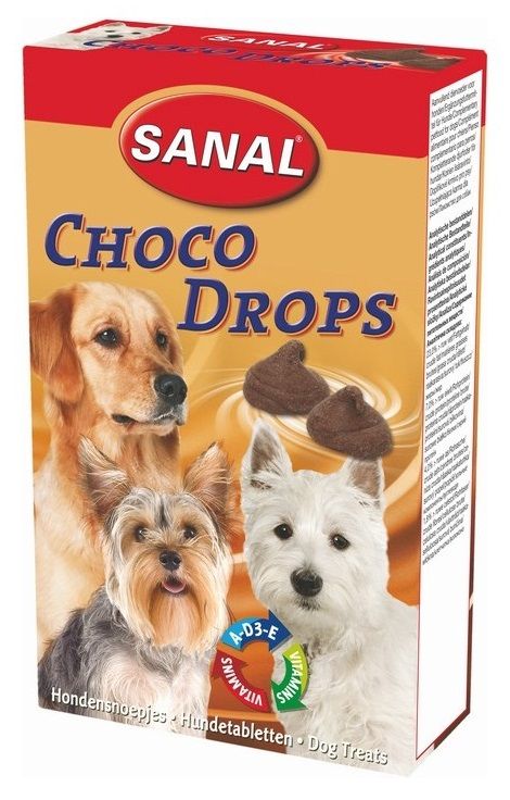 Витаминное лакомство для собак Sanal шоколадные дропсы 0,125 кг.