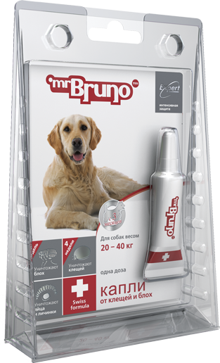 Капли для собак Mr.Bruno Plus от паразитов 20-40 кг.