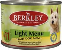 Консервы для собак Berkley №11: легкая формула - индейка и ягненок 0,2 кг.
